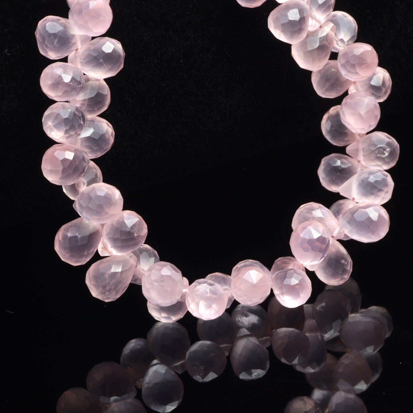 Pink Rose Quartz 7x5mm Faceted Teardrop Briolettes