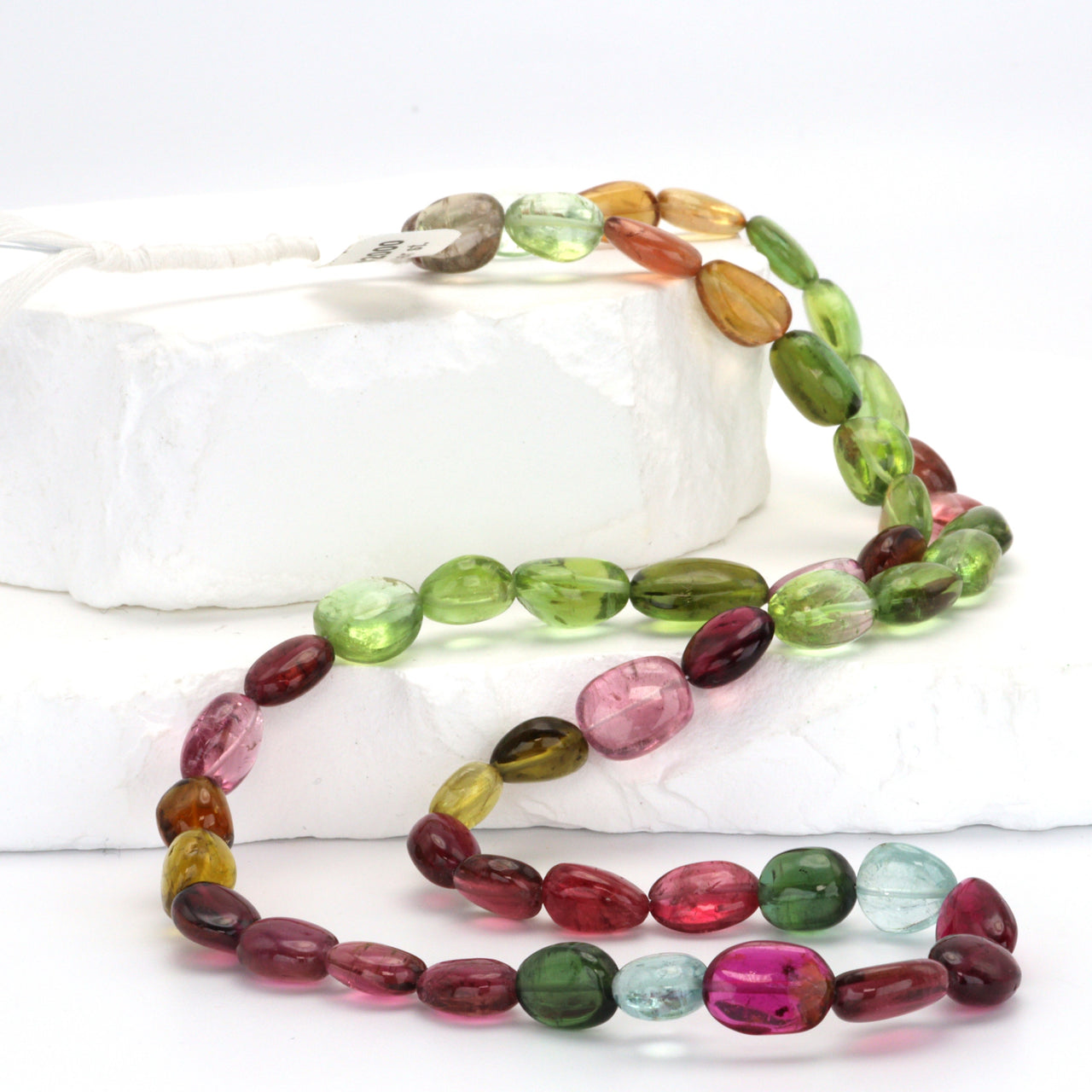 Watermelon Tourmaline 9x7mm - 11x8mm Smooth Nuggets Bead Strand