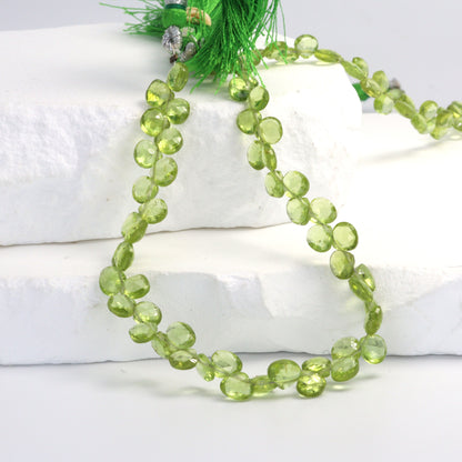 Green Peridot 5mm Faceted Heart Shaped Briolettes