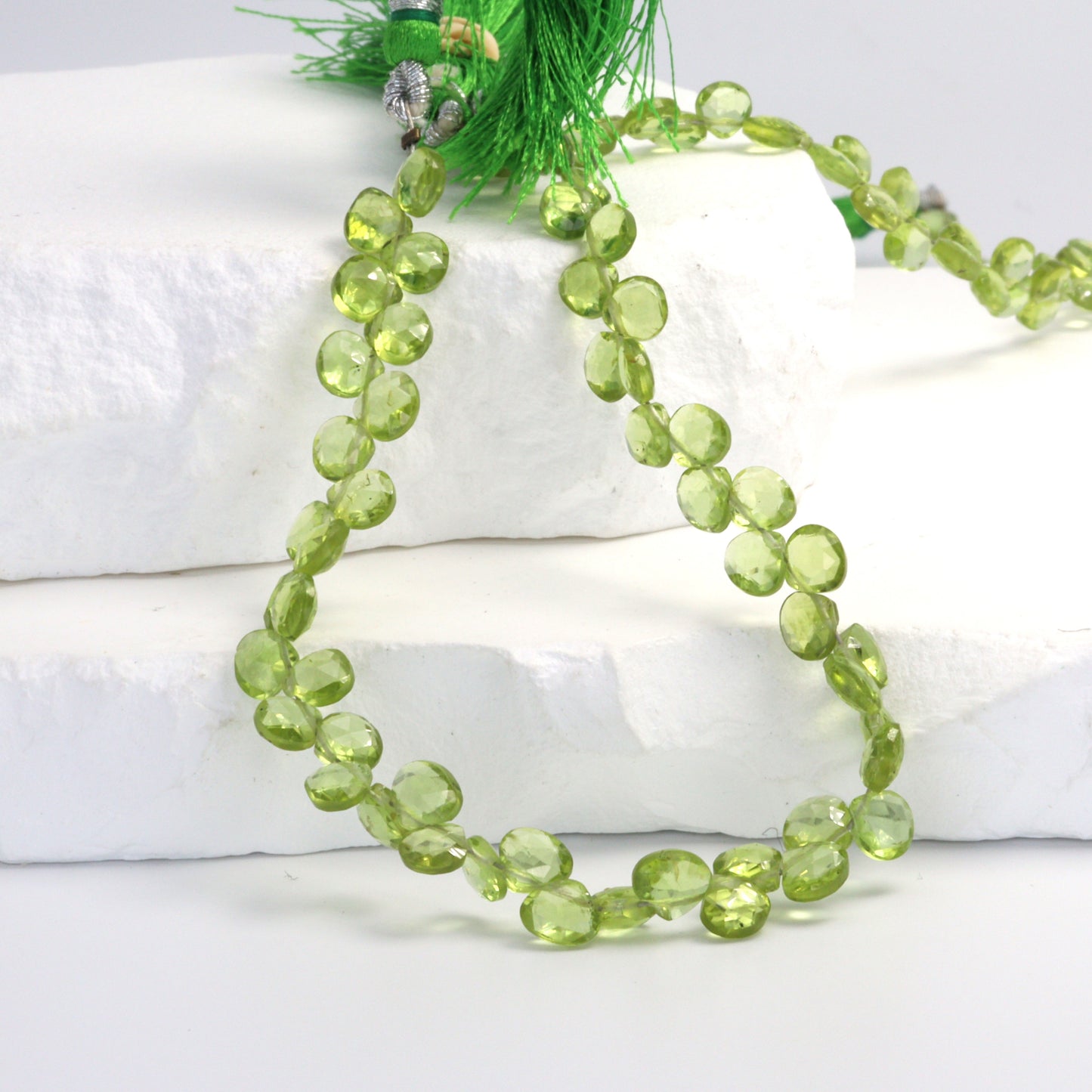 Green Peridot 5mm Faceted Heart Shaped Briolettes