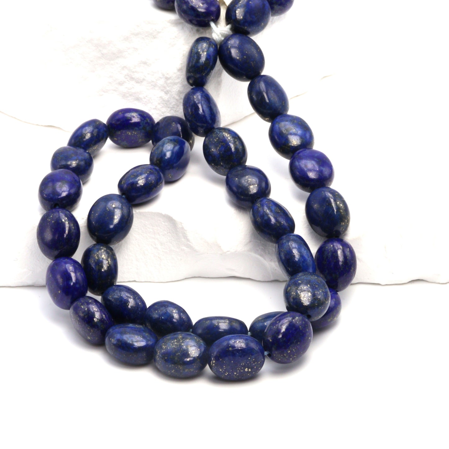 Royal Blue Lapis Lazuli 12x10mm Smooth Ovals Bead Strand