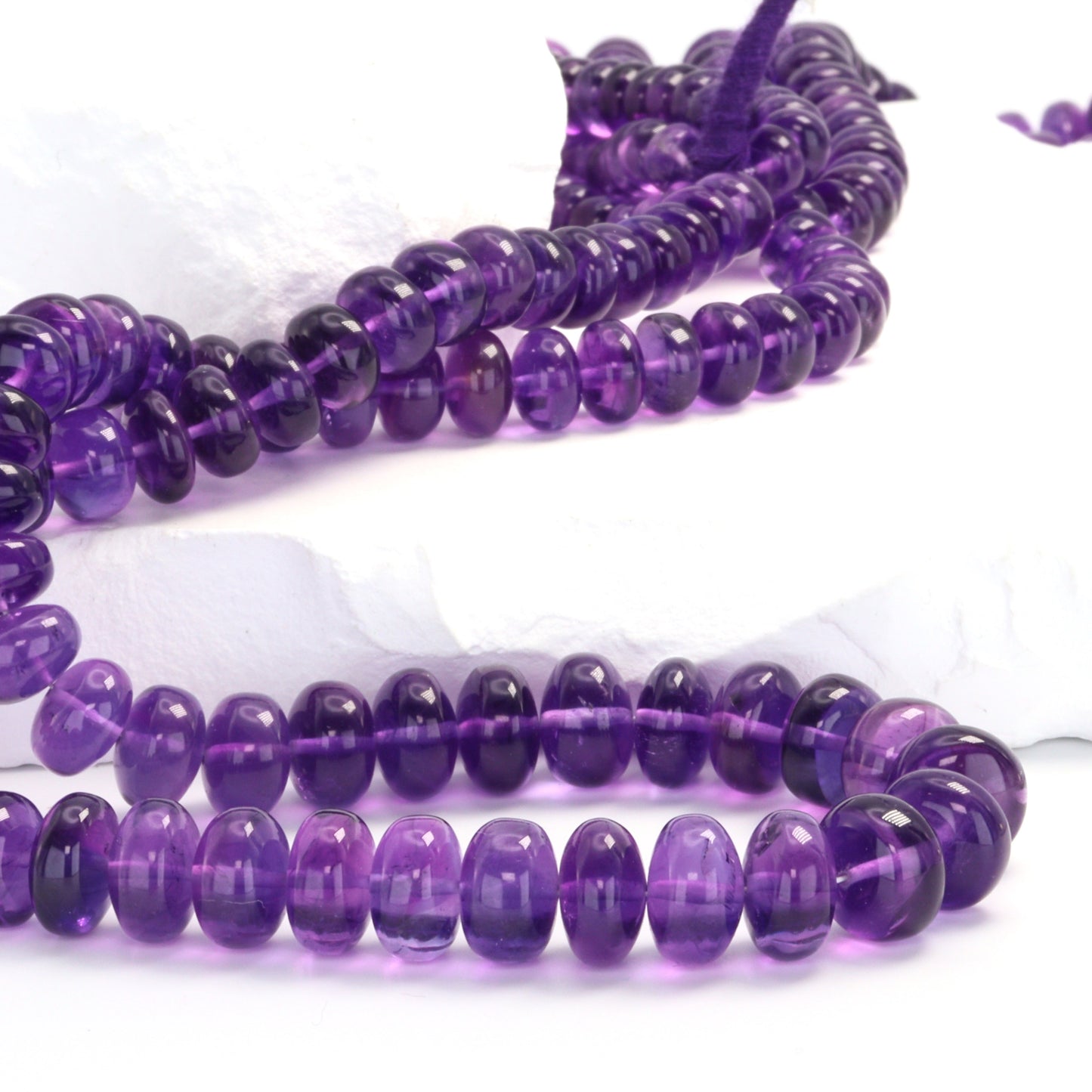 Purple Amethyst 6mm Smooth Rondelles