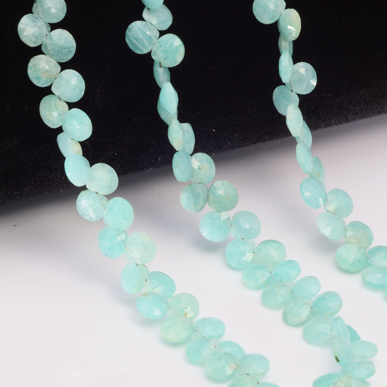 Amazonite 5mm Faceted Heart Shaped Briolettes Bead Strand