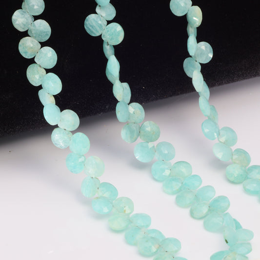 Amazonite 5mm Faceted Heart Shaped Briolettes Bead Strand