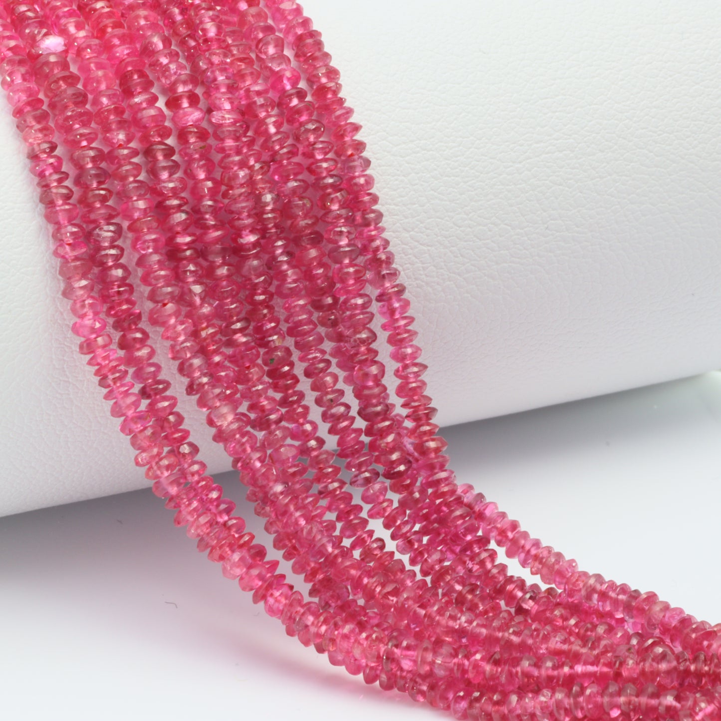 Pink Spinel 2.25mm Smooth Rondelles Bead Strand