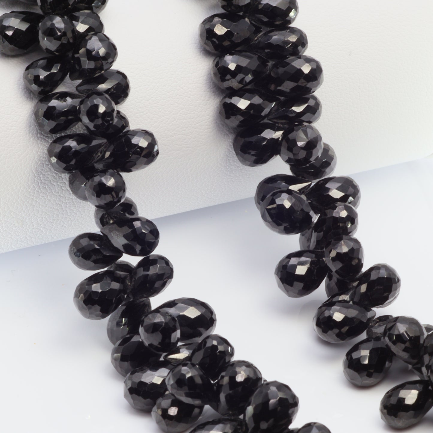 Black Spinel 10x6mm Faceted Teardrop Briolettes
