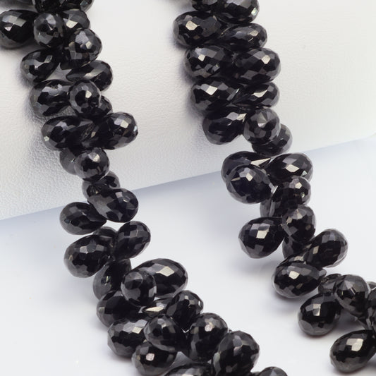 Black Spinel 10x6mm Faceted Teardrop Briolettes