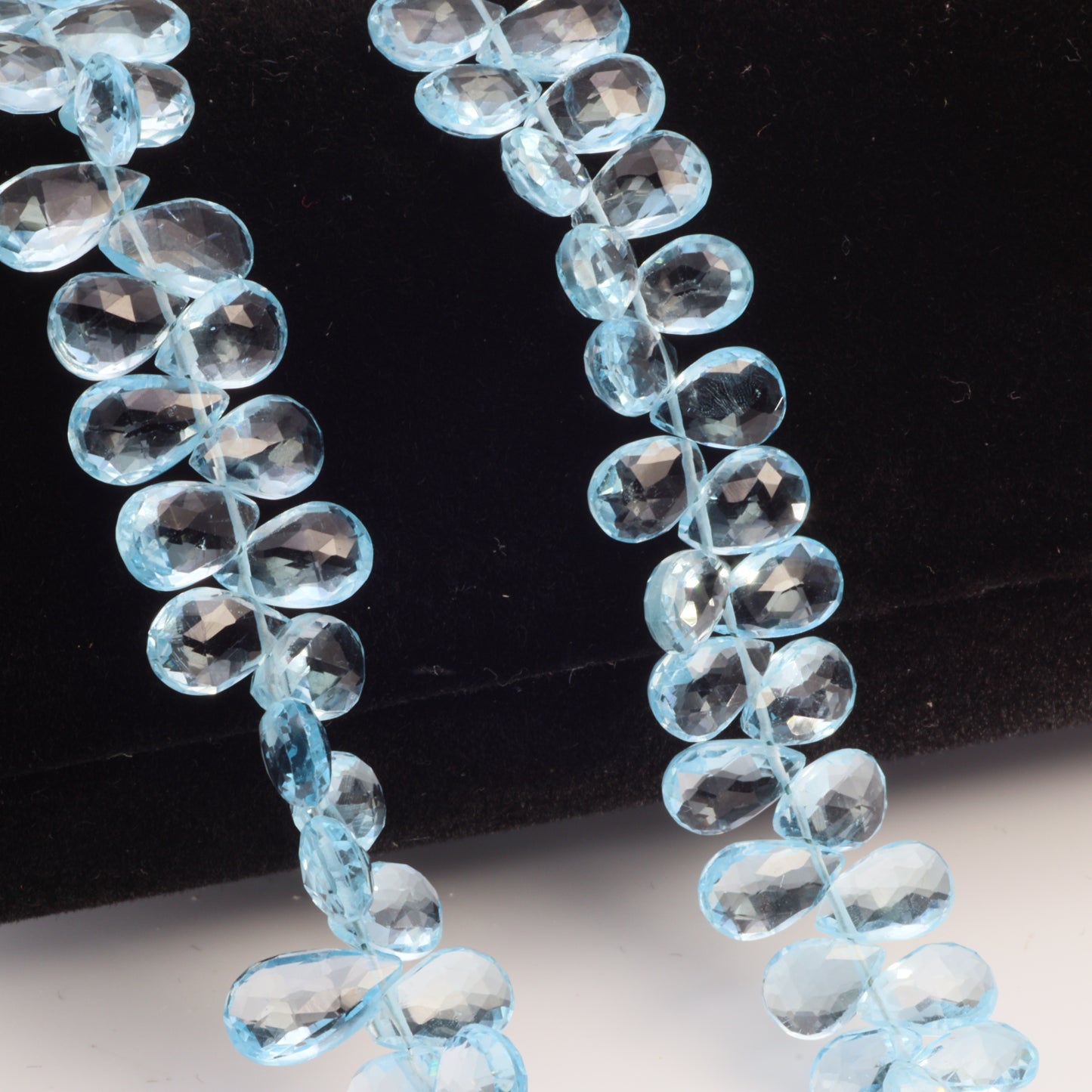 Sky Blue Topaz 9x6mm Faceted Pear Shaped Briolettes Bead Strand