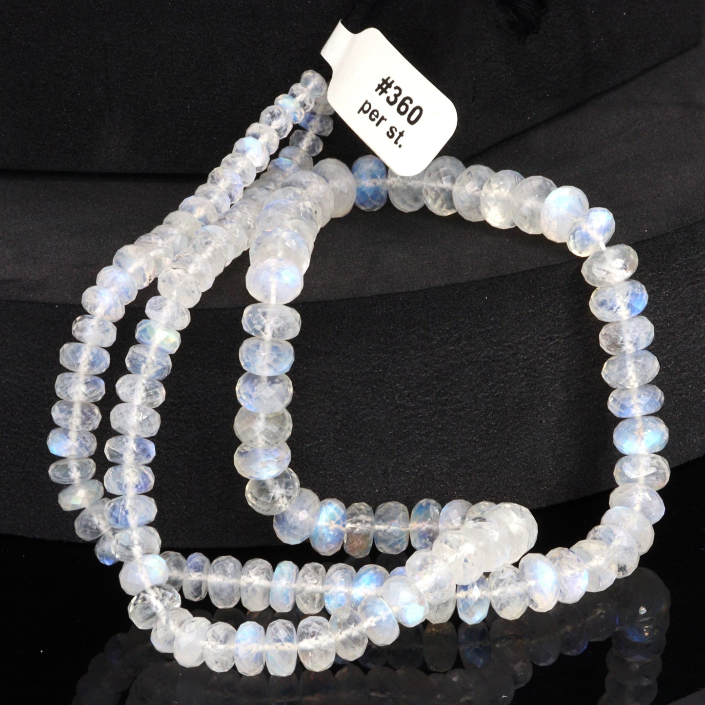 AA Blue Rainbow Moonstone 5mm Faceted Rondelles