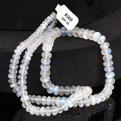 AA Blue Rainbow Moonstone 5mm Faceted Rondelles
