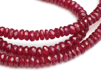 AA Red Ruby 3.5mm Hand Faceted Rondelles Bead Strand