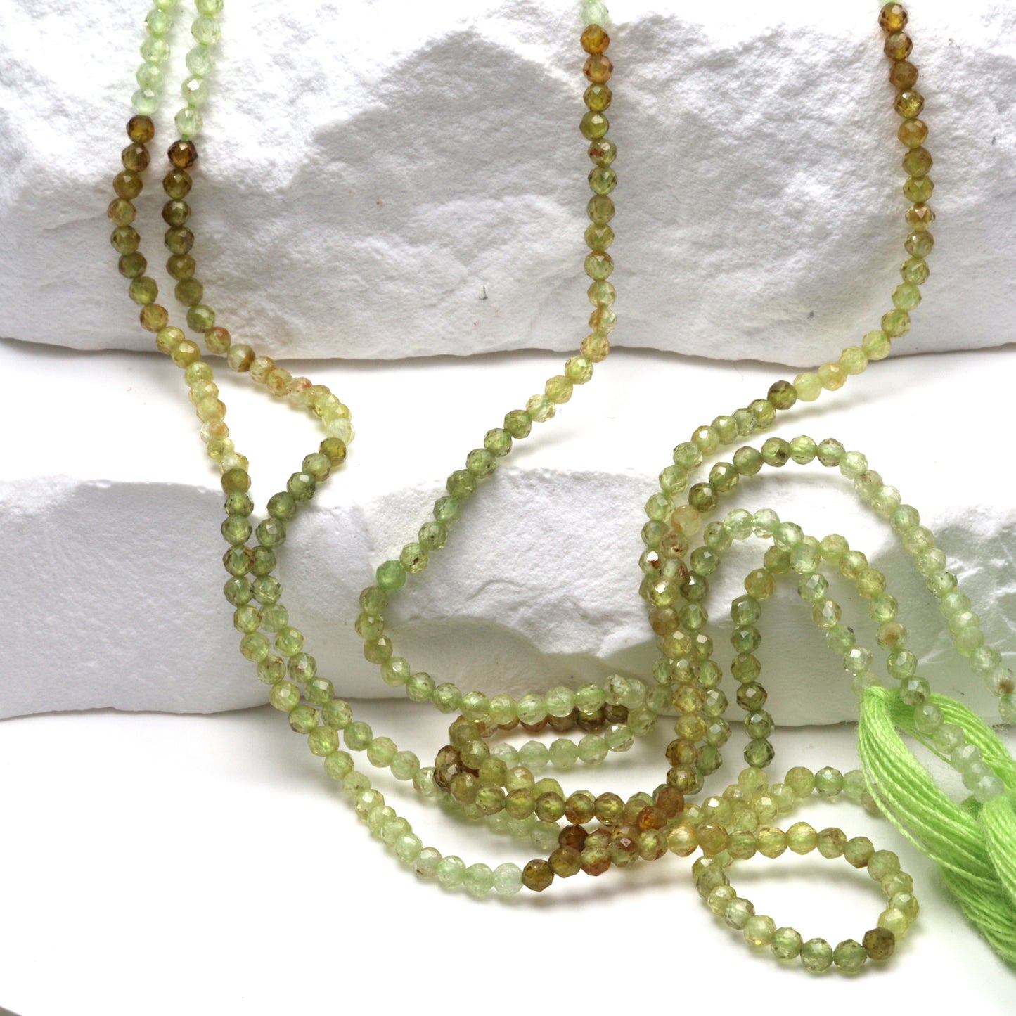 Ombre Green Grossular Garnet 2mm Faceted Rounds