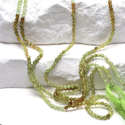 Ombre Green Grossular Garnet 2mm Faceted Rounds