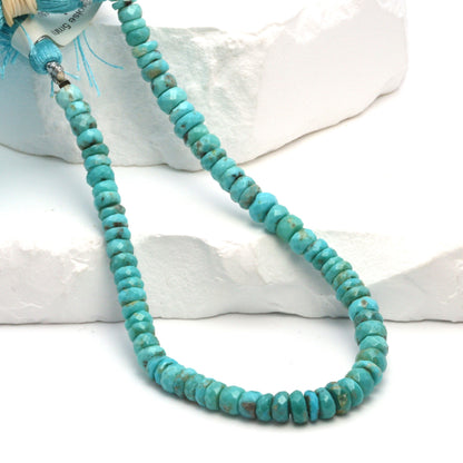 Natural Blue Turquoise 5mm Faceted Rondelles Bead Strand