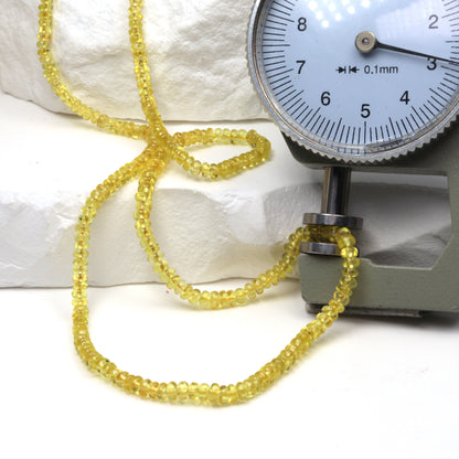 Yellow Sapphire 2.5mm - 3.0mm Smooth Rondelles Bead Strand