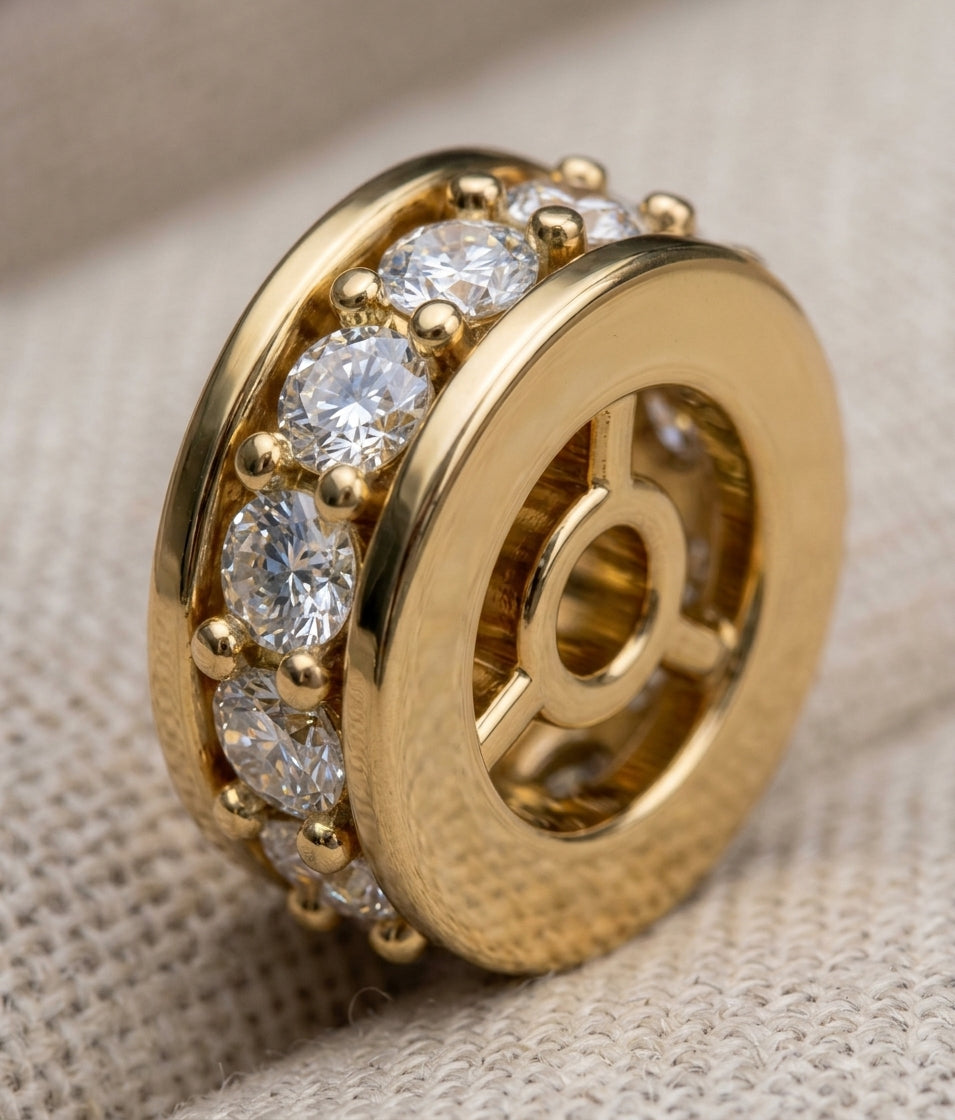 18k Yellow Gold White Diamond 0.09ct Diamond Rondelle finding, alternate view 2