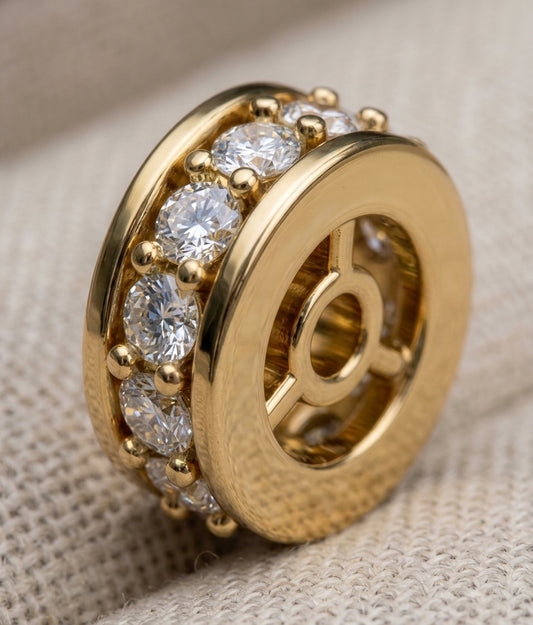 18k Yellow Gold White Diamond 0.09ct Diamond Rondelle finding, alternate view 2
