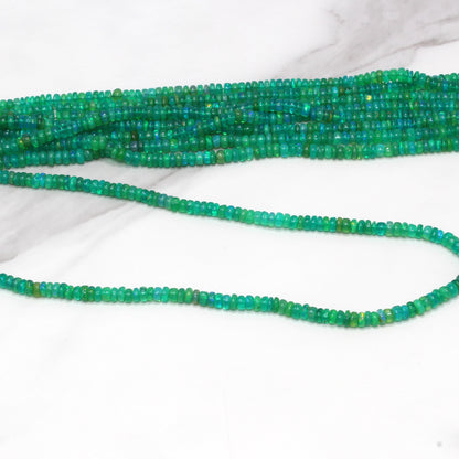 Green Ethiopian Opal 4mm Smooth Rondelles Bead Strand