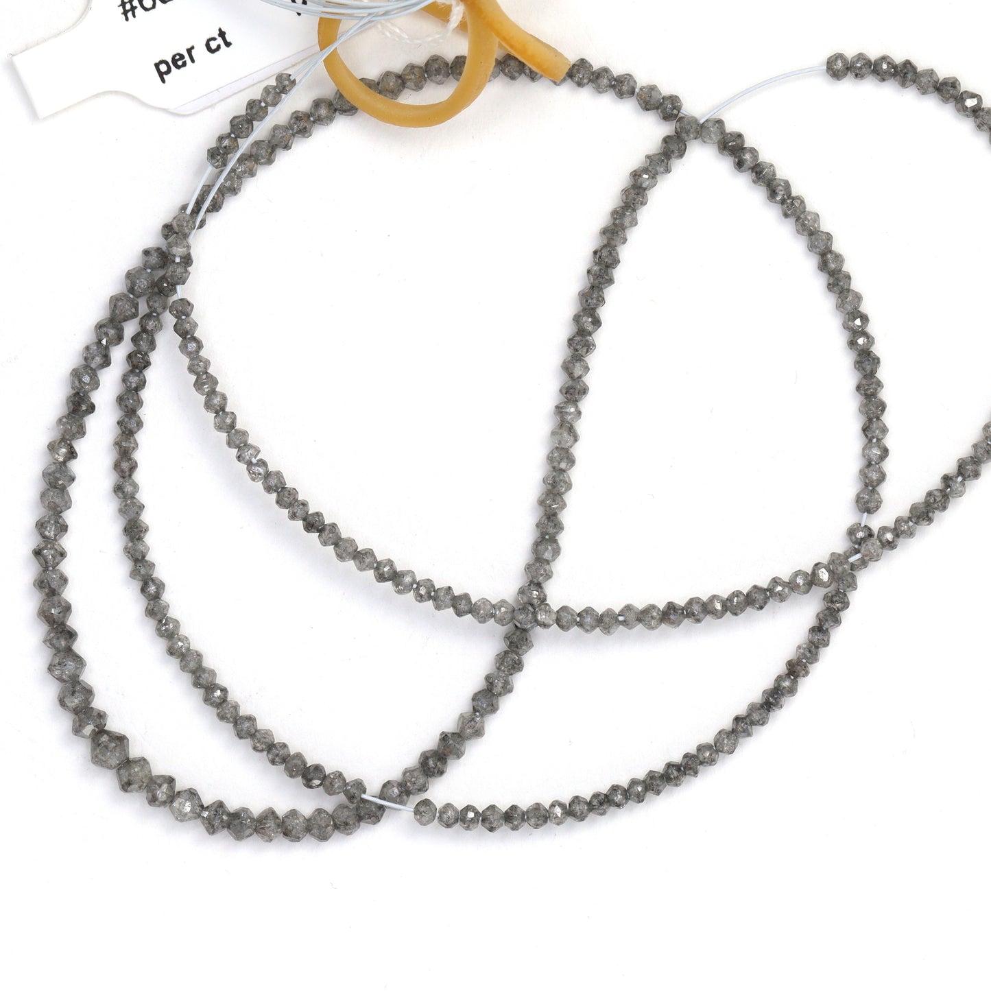 Gray Diamond 1.7mm - 2.5mm Hand Faceted Rondelles Bead Strand