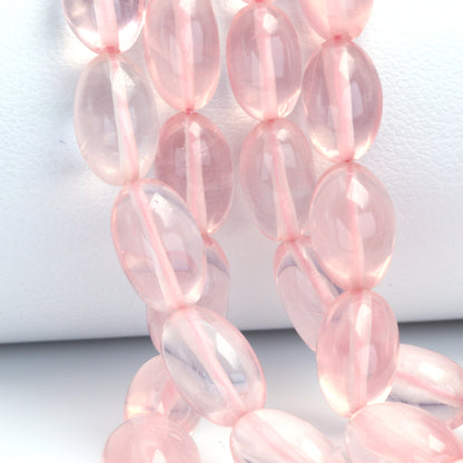 Pink Rose Quartz 8x5mm - 14x8mm Smooth Ovals Bead Strand