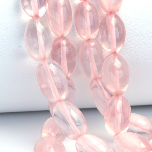 Pink Rose Quartz 8x5mm - 14x8mm Smooth Ovals Bead Strand