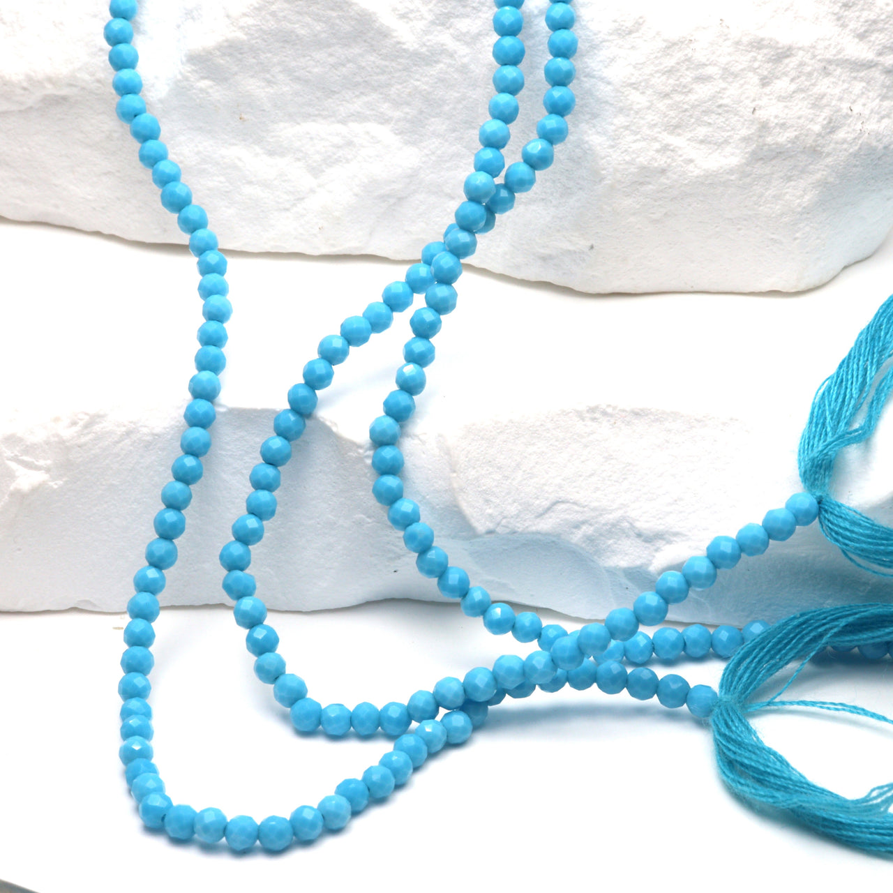 Blue Turquoise (R) 2.5mm Faceted Rounds Bead Strand