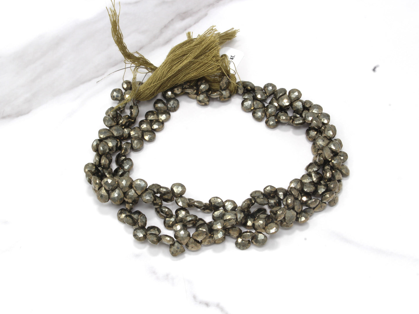 Natural Pyrite 6mm Faceted Heart Shaped Briolettes