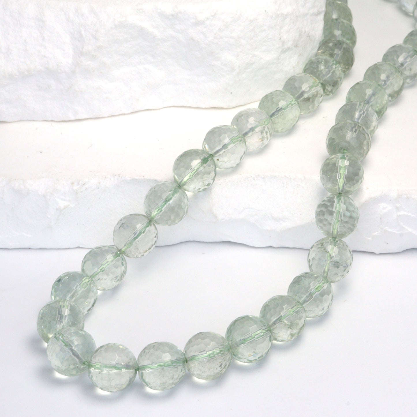 Green Amethyst 10mm Faceted Rounds Bead Strand