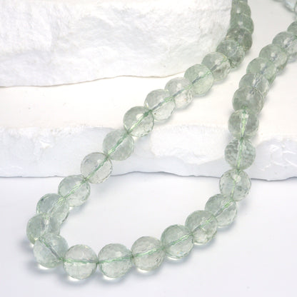 Green Amethyst 10mm Faceted Rounds Bead Strand