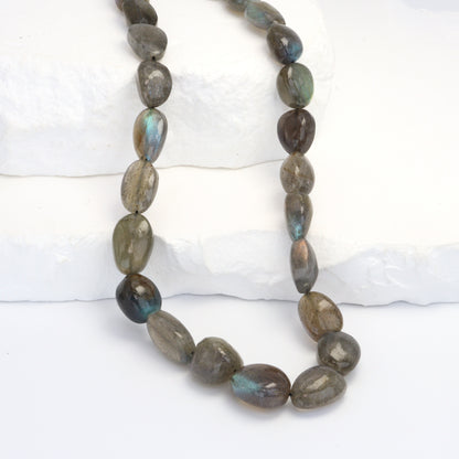 AA Blue Labradorite 10x7mm - 15x12mm Smooth Nuggets Bead Strand