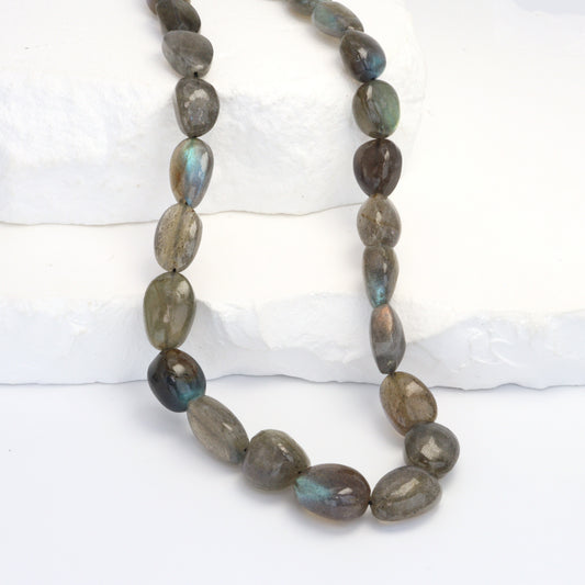AA Blue Labradorite 10x7mm - 15x12mm Smooth Nuggets Bead Strand