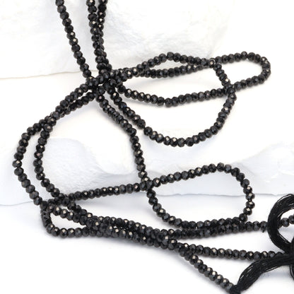 Black Spinel 2.5mm Faceted Rondelles