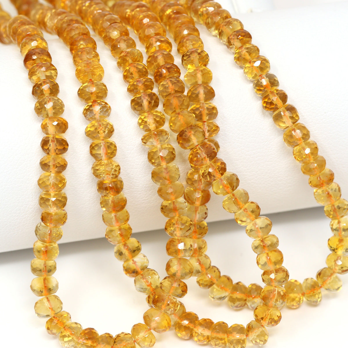 Dark Yellow Citrine 4.8mm – 5.5mm Faceted Rondelles Bead Strand