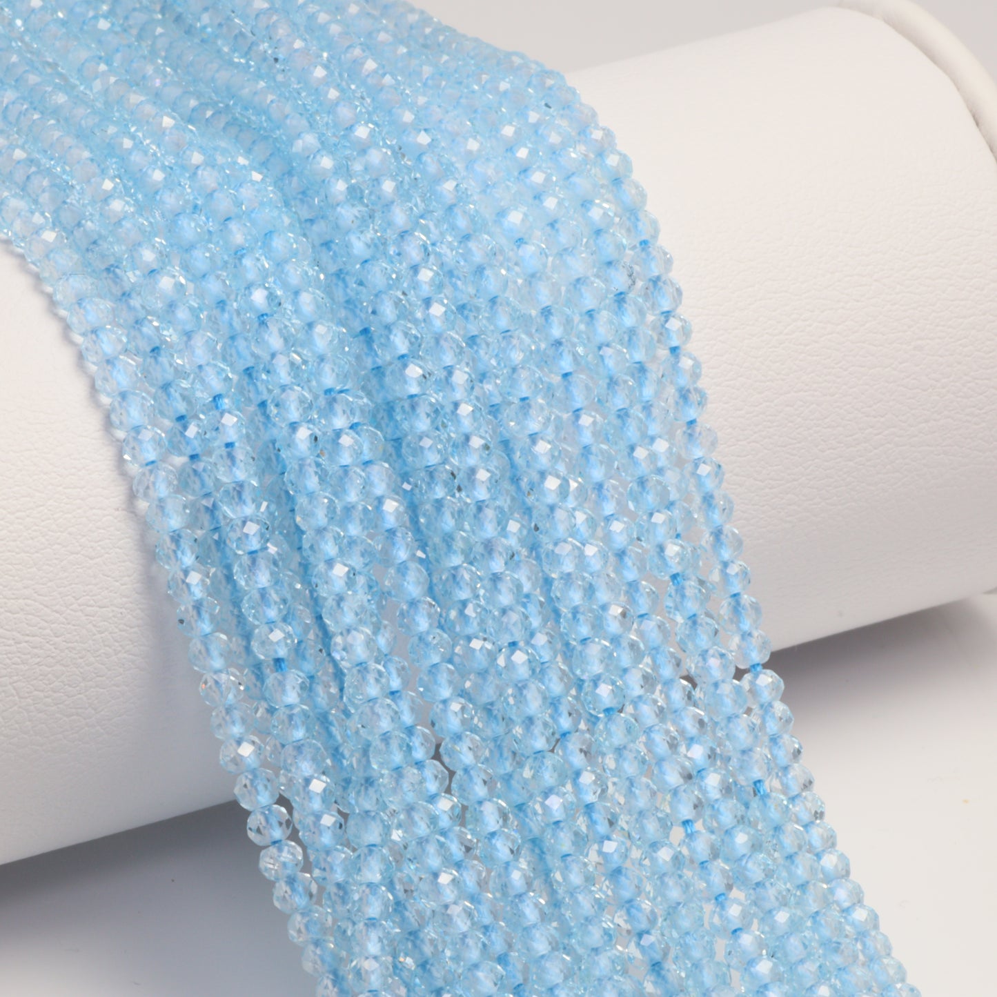 Sky Blue Topaz 3mm Faceted Rondelles Bead Strand