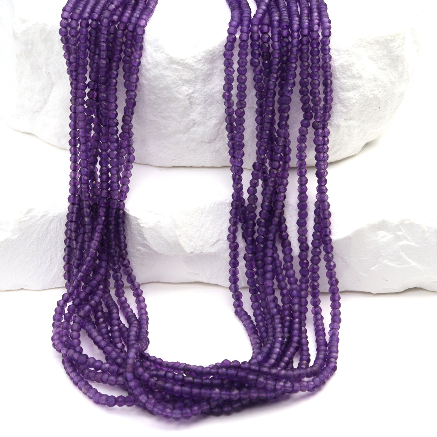 Purple Amethyst 1.8mm Faceted Rounds Bead Strand