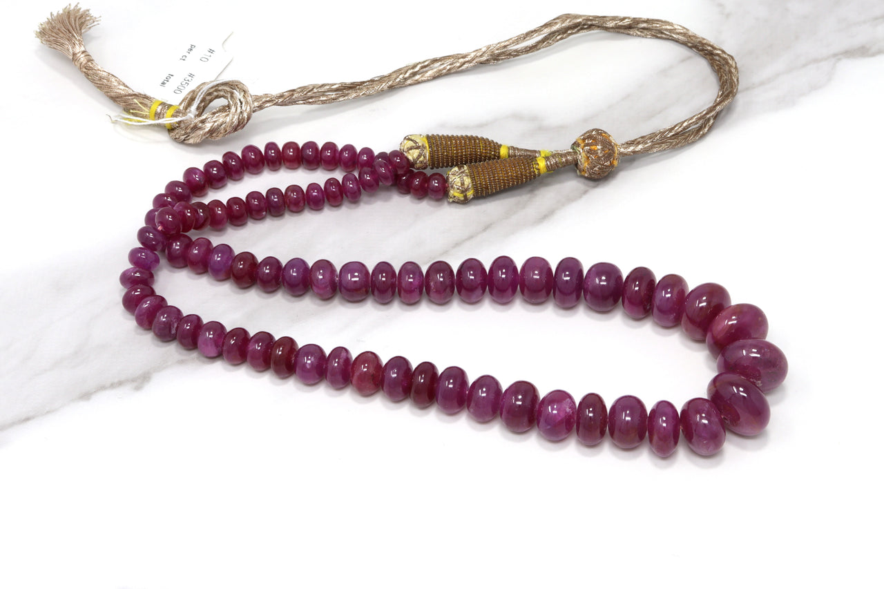 Red Ruby 6mm - 10mm Smooth Rondelles 1 Strand Bead Necklace