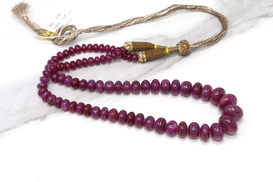 Red Ruby 6mm - 10mm Smooth Rondelles 1 Strand Bead Necklace