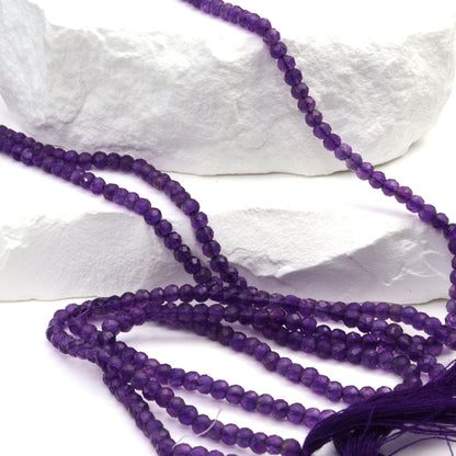 Purple Amethyst 3mm Faceted Rondelles Bead Strand