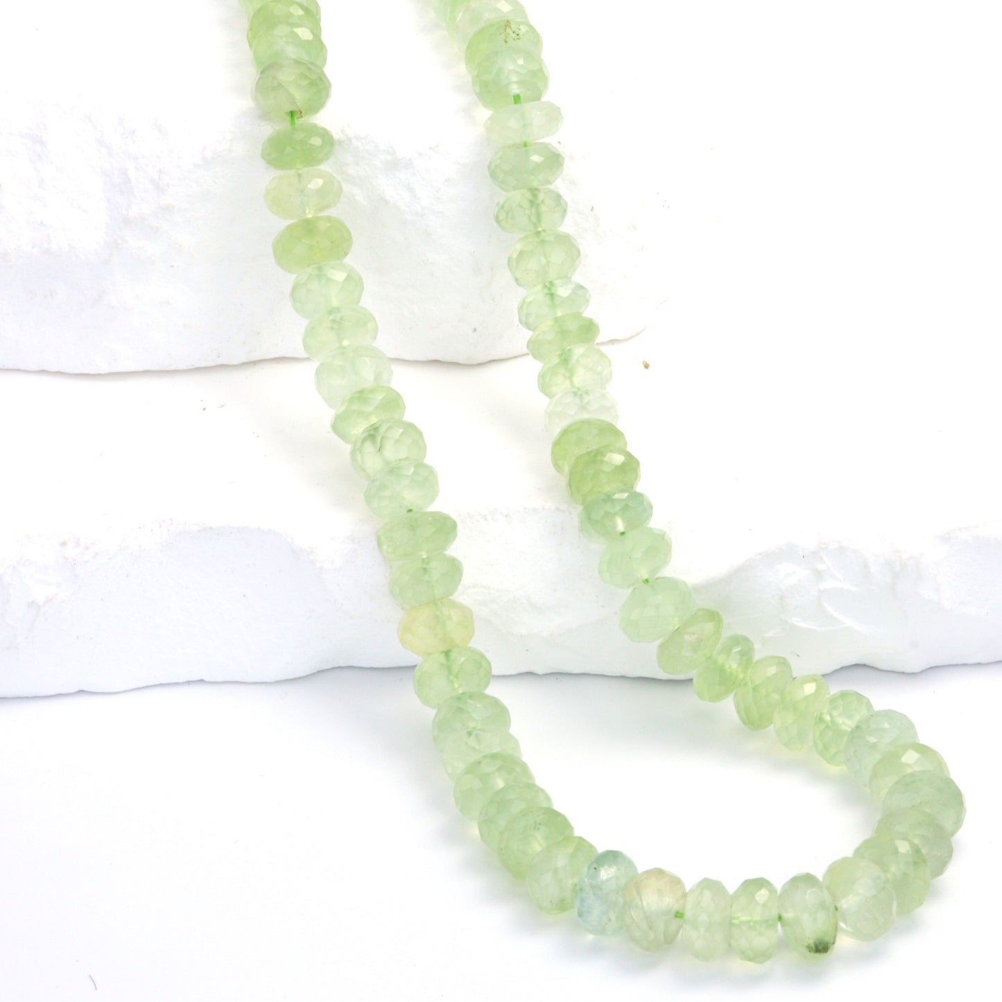 Green Prehnite 7mm Faceted Rondelles Bead Strand