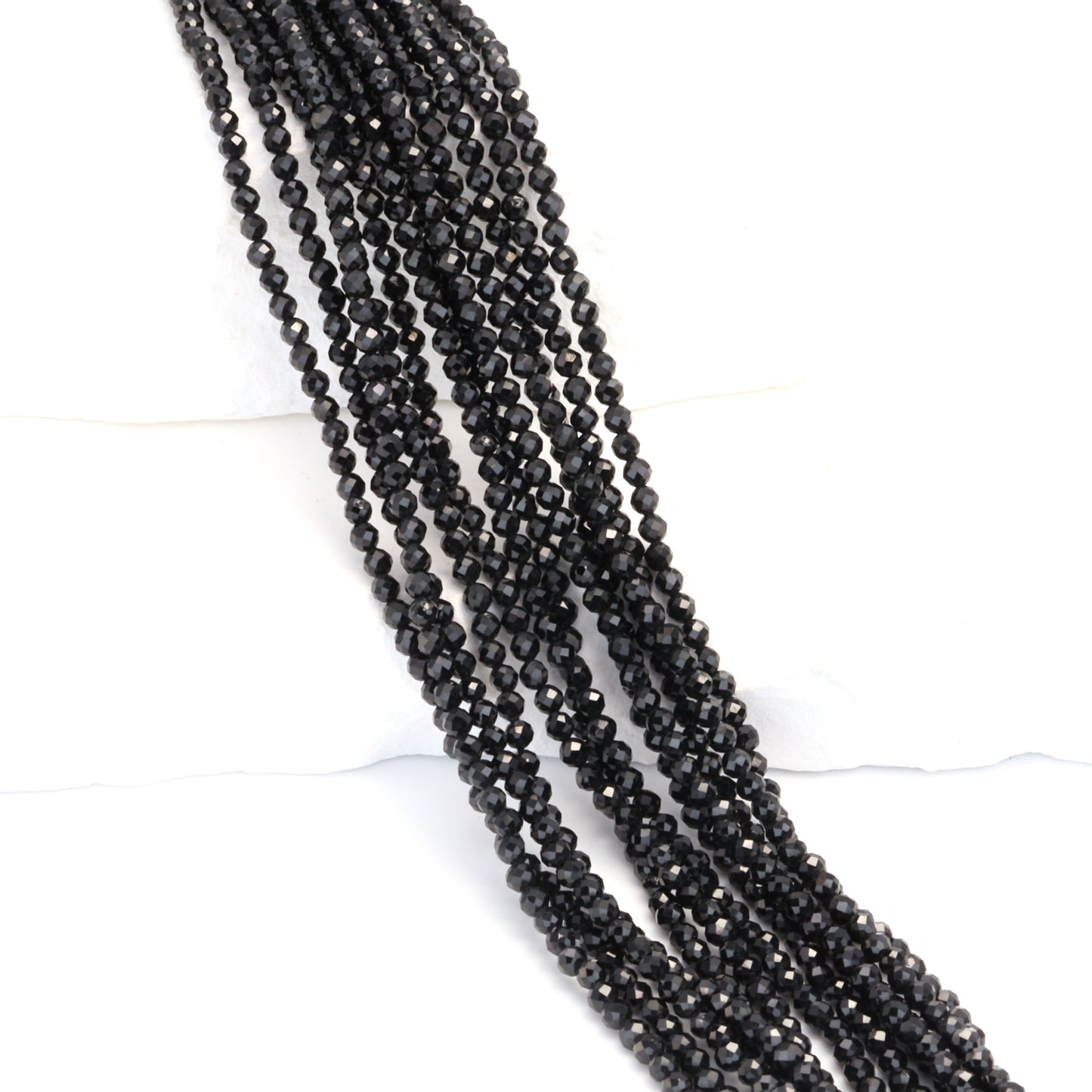 Black Spinel 2.5mm Faceted Rounds Bead Strand