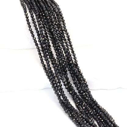 Black Spinel 2.5mm Faceted Rounds Bead Strand