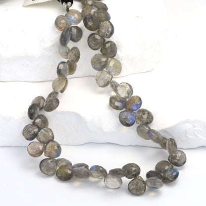 AA Blue Labradorite 7mm - 8mm  Faceted Hearts Bead Strand