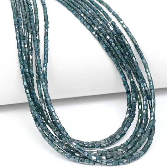 Blue Diamond 1.5mm – 2.5mm Hand Faceted Tubes Bead Strand