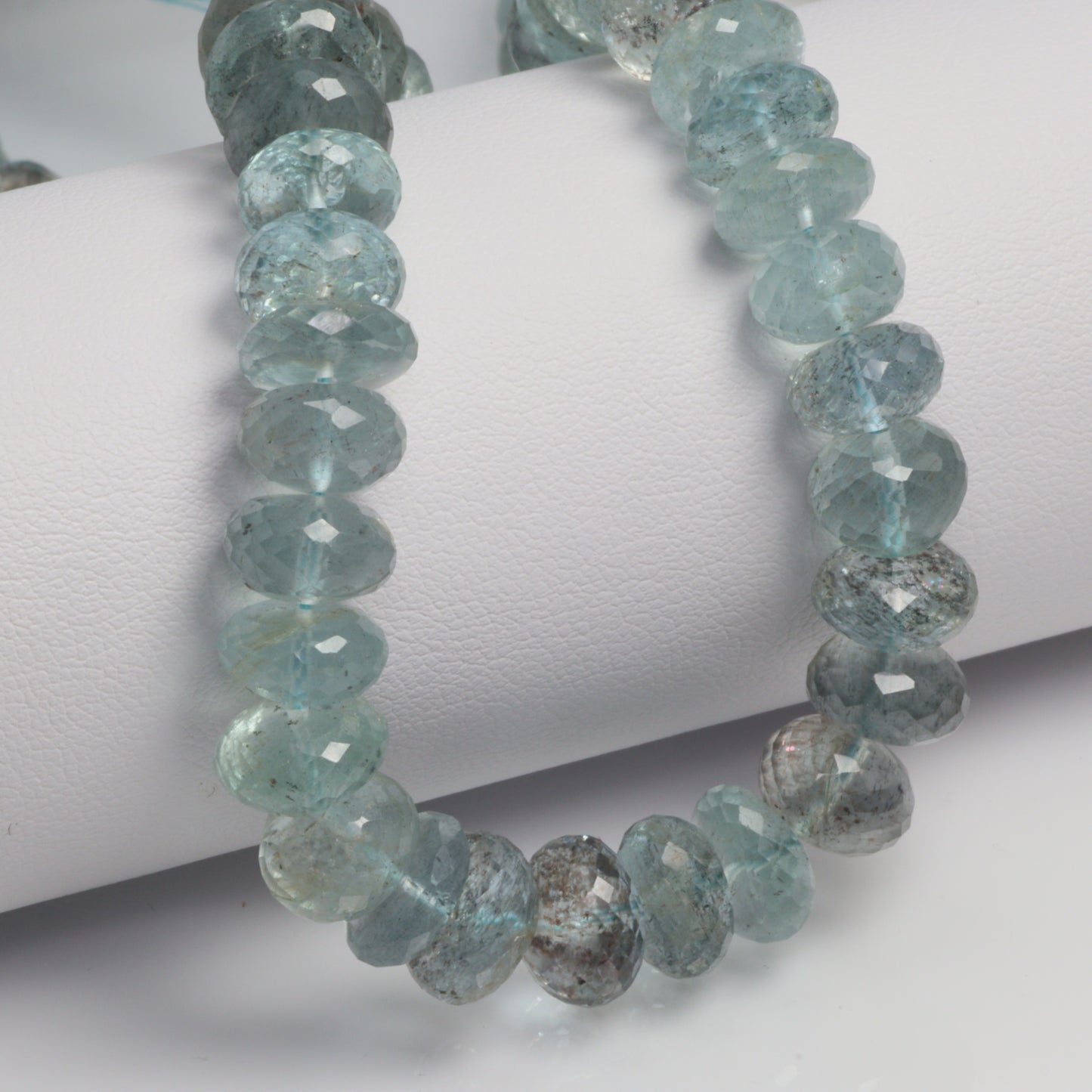 Blue Moss Aquamarine 9mm Faceted Rondelles