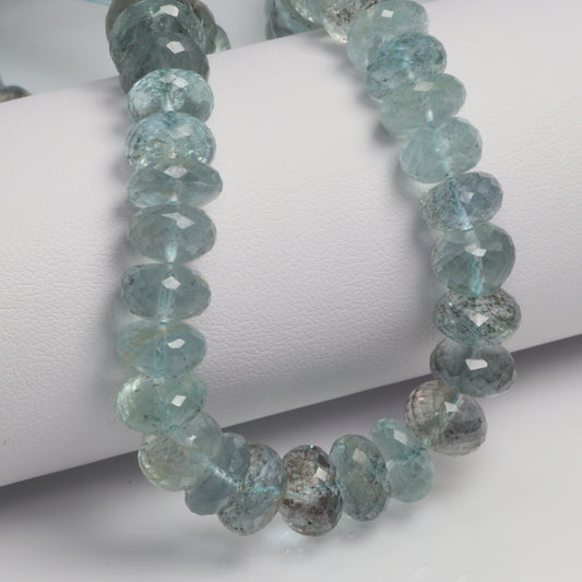 Blue Moss Aquamarine 9mm Faceted Rondelles