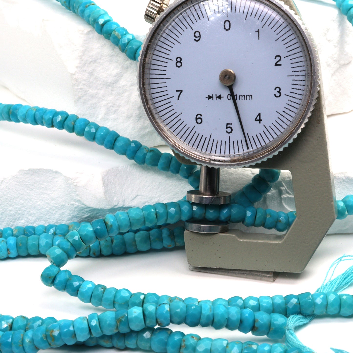 Natural Blue-Green Turquoise 4.5mm Faceted Rondelles Bead Strand