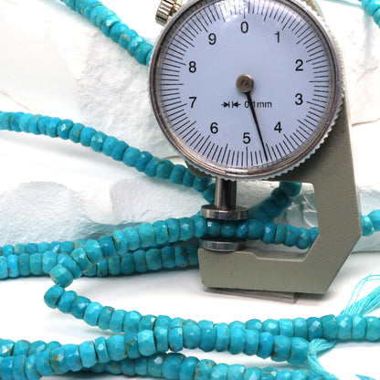 Natural Blue-Green Turquoise 4.5mm Faceted Rondelles Bead Strand