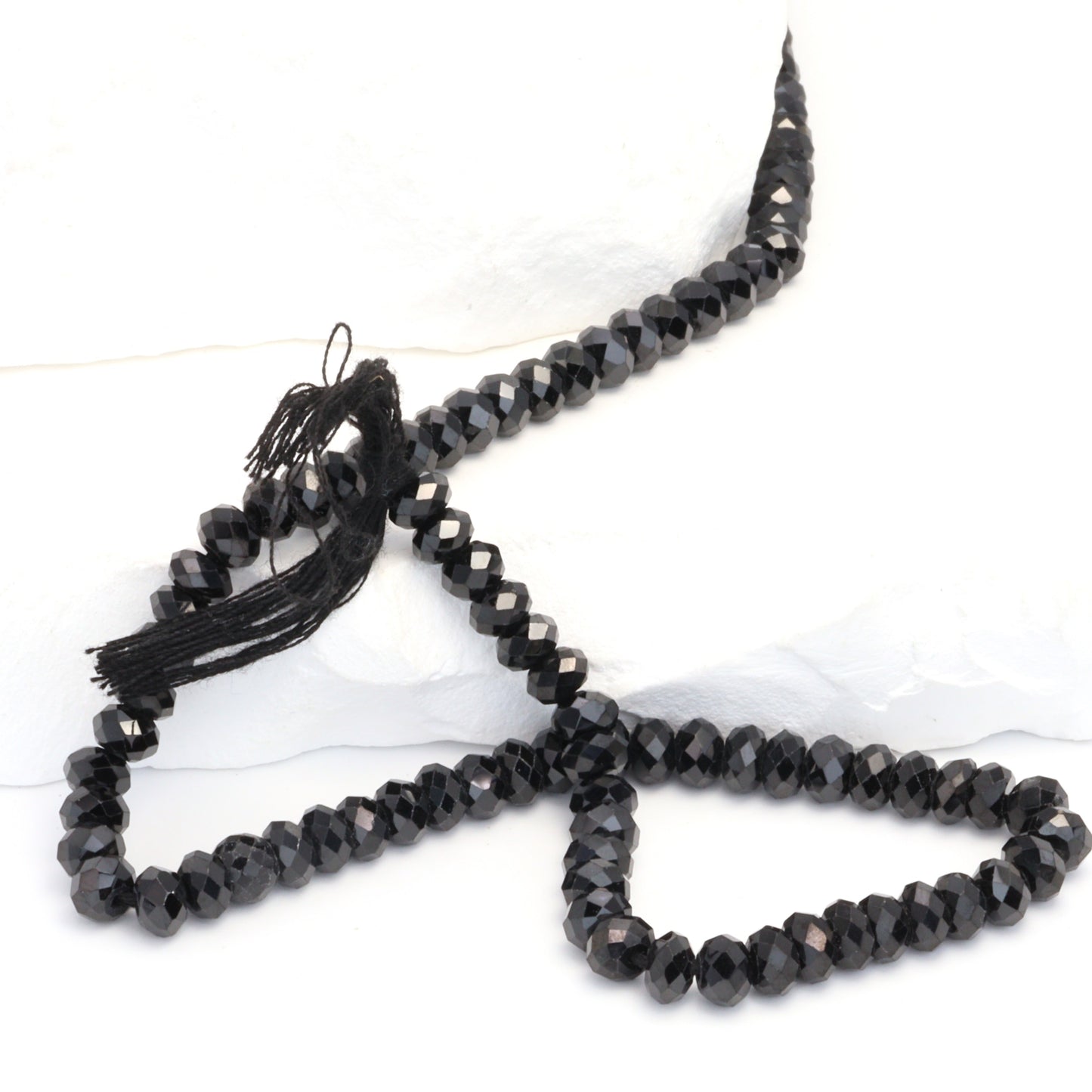 Black Spinel 5mm Faceted Rondelles