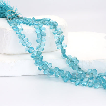 Sea Blue Apatite 7x4mm Smooth Pear Shaped Briolettes