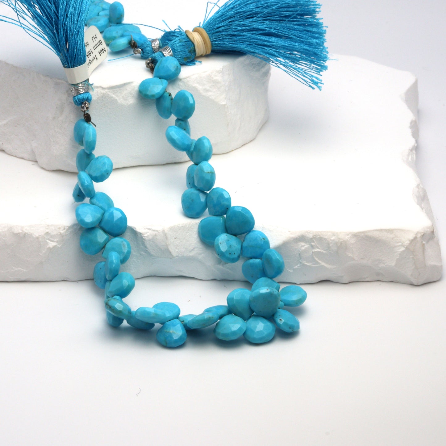 Natural Blue Turquoise 8mm Faceted Heart Shaped Briolettes